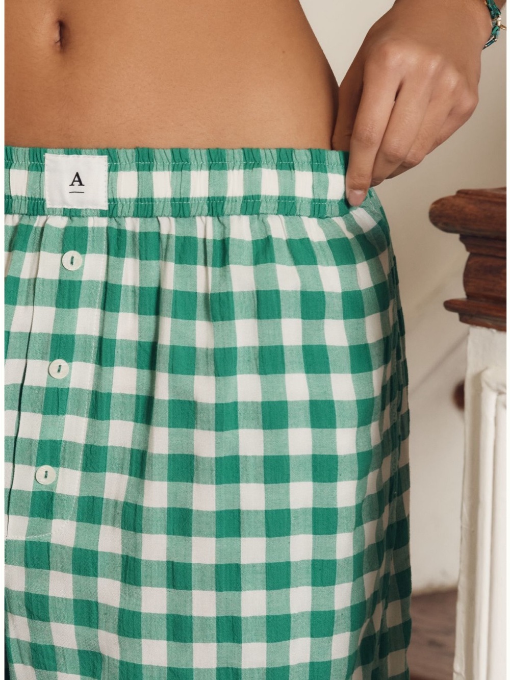 The Wren Boxer Pants by Anthropologie in  Green Gingham | XL | GUC - Picture 4 of 13